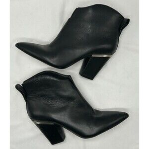 1.STATE Corbin Black Leather Ankle Boots Booties w Silver Accent- Women's Sz 9M